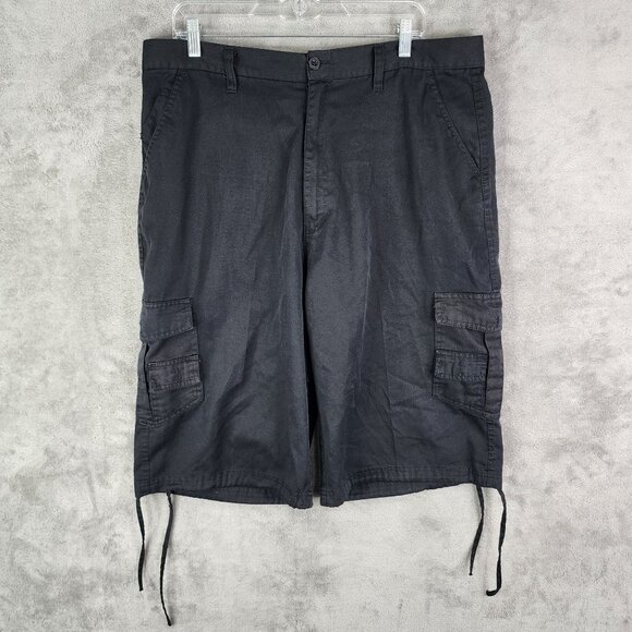 Men's Black Cargo Shorts Brooklyn State 14" Inseam Size 38 - Picture 2 of 9